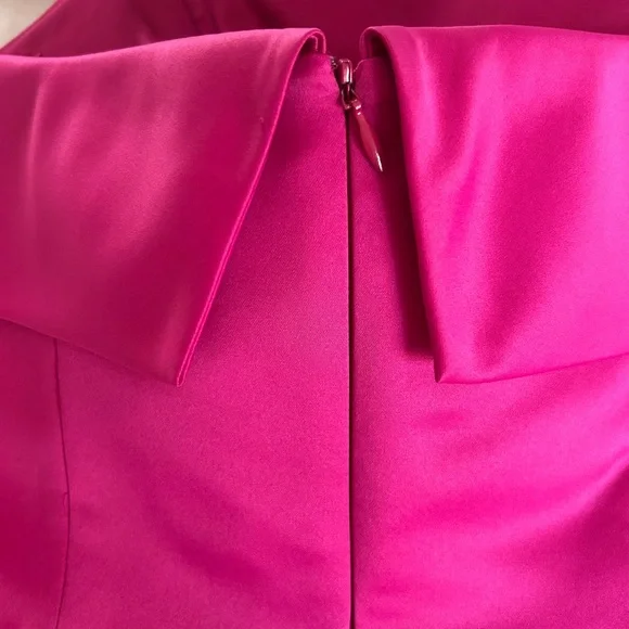 BETSEY JOHNSON VINTAGE HOT PINK STRAPLESS SATIN MINI DRESS SIZE 4 - Picture 7 of 12